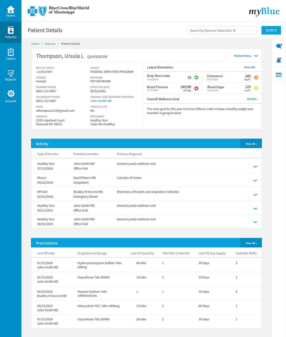 myBlue Provider - Patient details